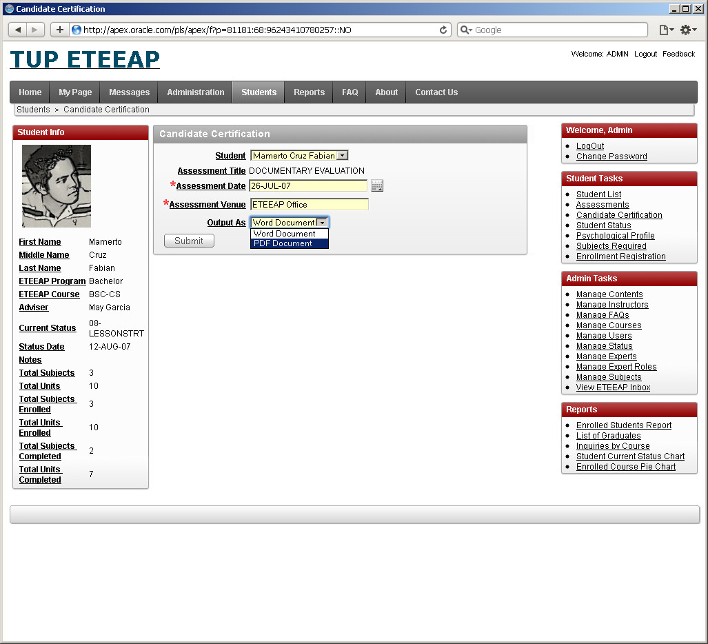 TUP ETEEAP Web Application
